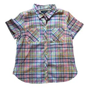 Tommy Hilfiger NWT Button Down Multicolour Plaid Short Sleeve Cotton Shirt
